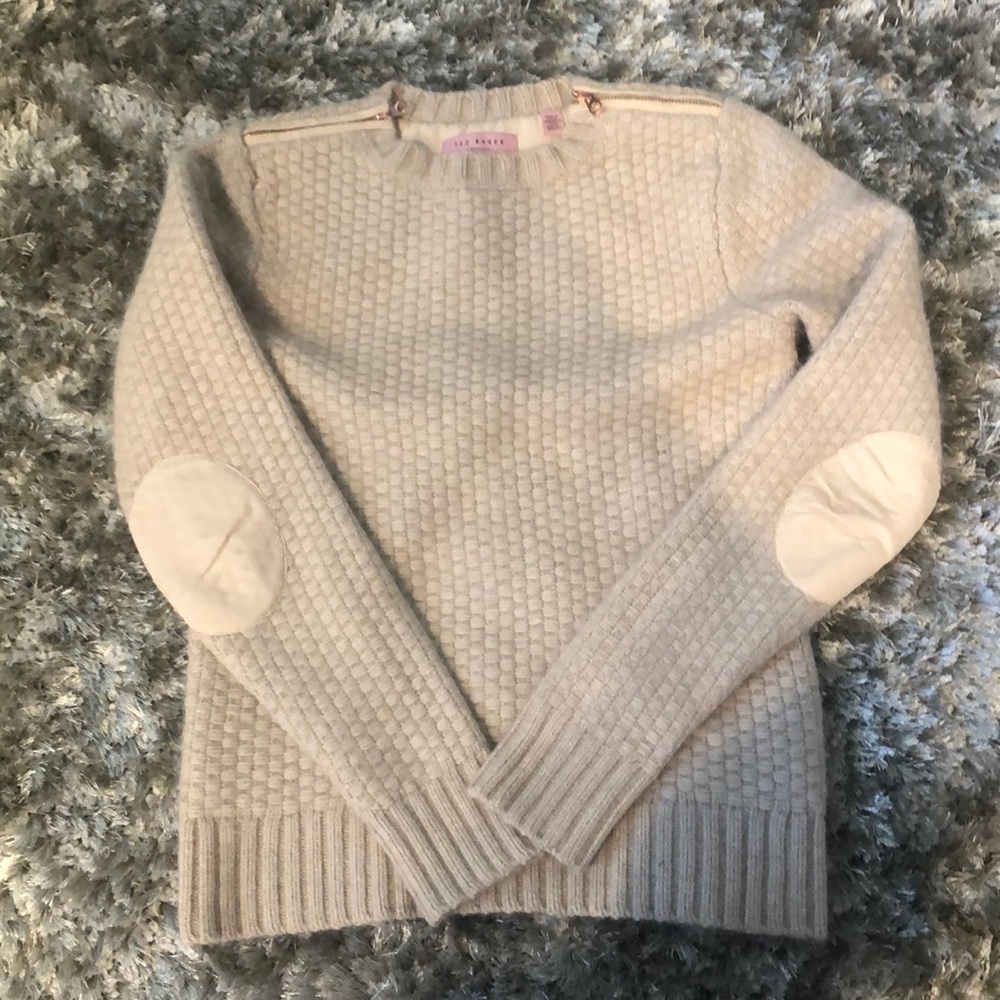 Ted Baker Sweater with elbow patches & gold zipper
